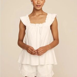 Chic White Ruffled Sleepwear Set